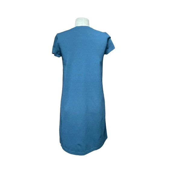 Theory Empire Prosecco Knit Short Sleeve Dress Blue Green Size Small - Picture 6 of 8